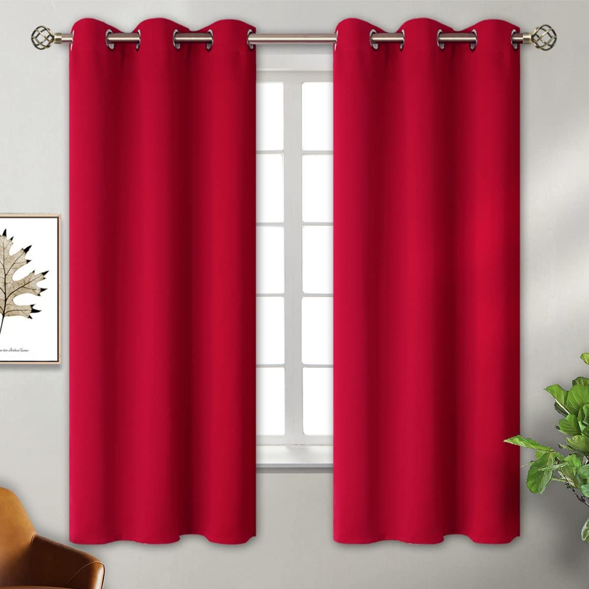BGment Christmas Room Darkening Curtains 63 Inches Long - Grommet Thermal Insulated Drapes Window Treatment Curtains for Bedroom, 2 Panels,…