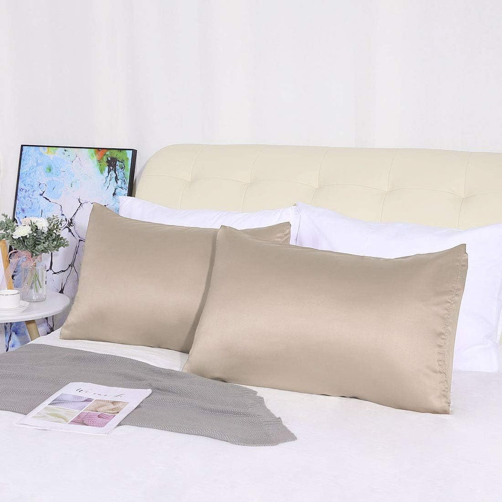 uxcell 2 Pack Silk Satin Pillowcase for Hair and Skin, Cool, Silky, Soft Breathable Pillow Cases Standard Size 20x26 Inch Sateen Pillowcase…