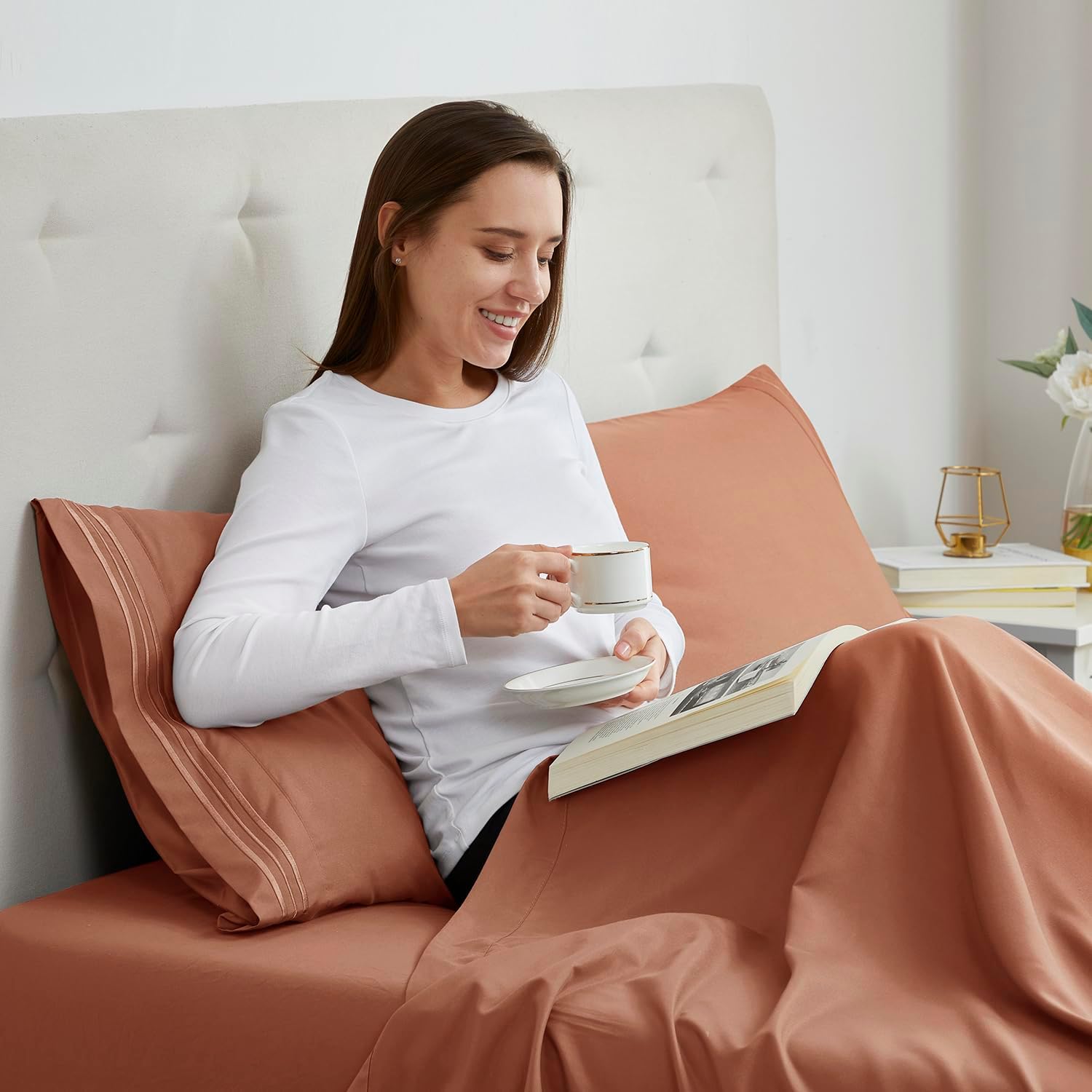 Nestl Rust Pillow Cases - Soft Queen Size Set of 2, 1800 Microfiber Pillow Cases with Envelope Closure, 20x30 Inches cotton