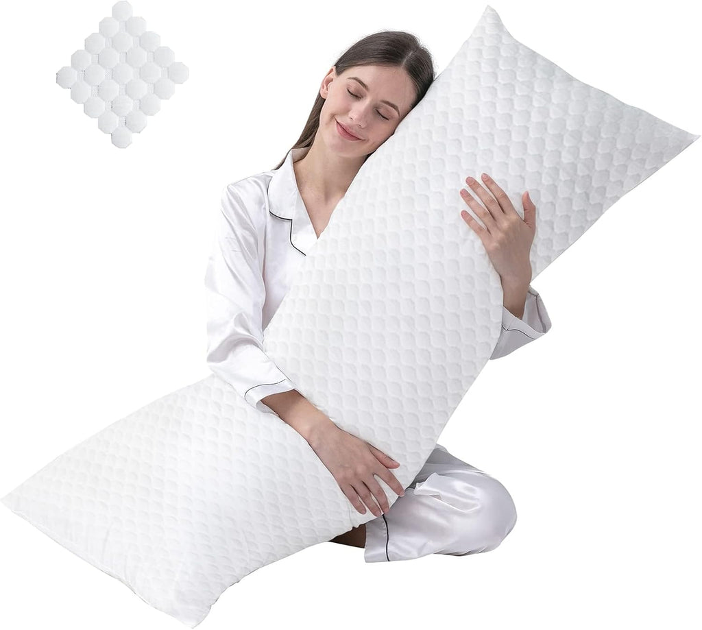 Downcool Full Body Pillow for Adults- Ultra Soft Long Bed Pillow with Removable Cover Cooling Breathable, Polyester Microfiber Large Body P…