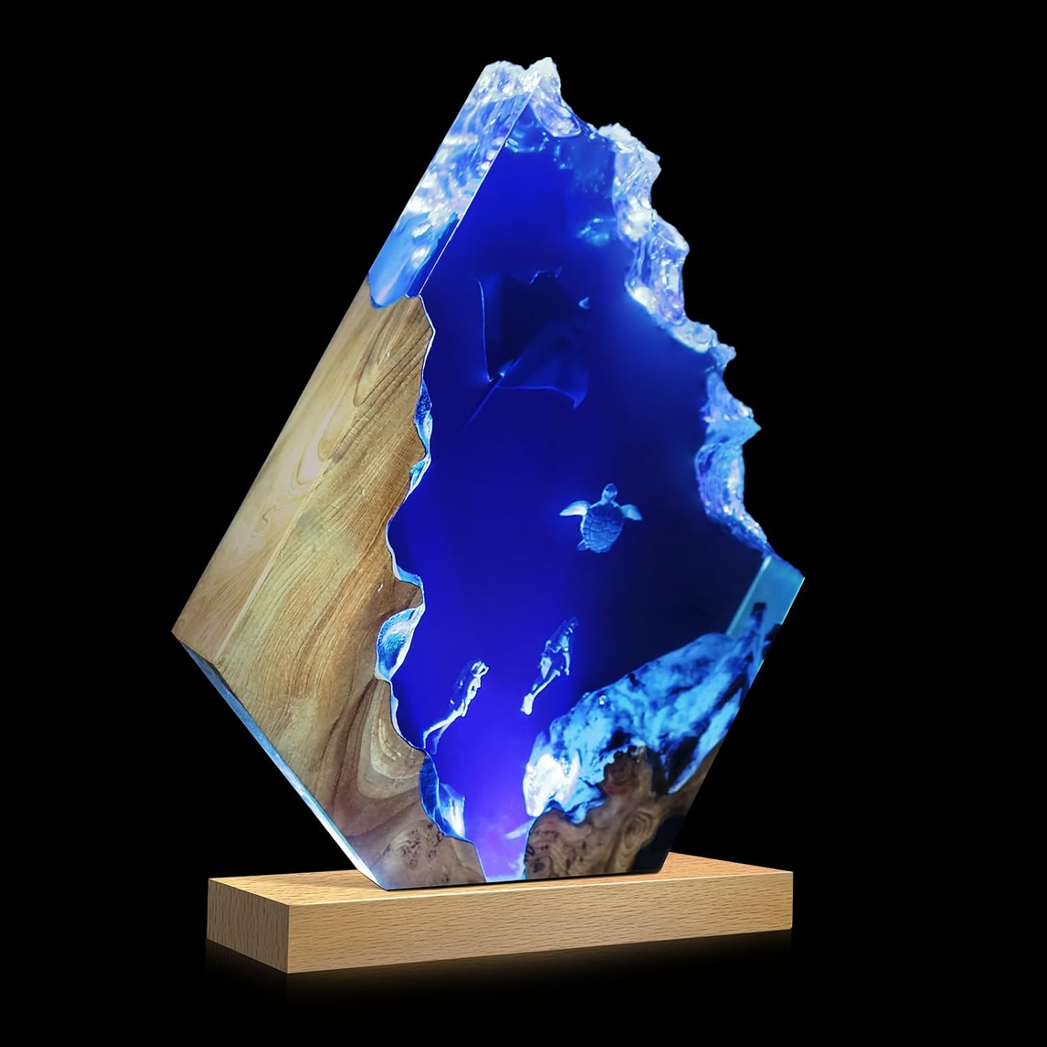 Epoxy Resin Lamp, Ocean Night Light, Artistry Home Decor Bedside Nightlight, Unique Resin Lighting, Nightstand Decorations for Bedroom…