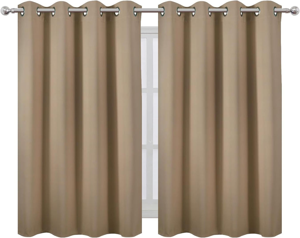 Lemomo Natural Thermal Blackout Curtains/52 x 45 Inch/Set of 2 Panels Room Darkening Curtains 45 Inch silver
