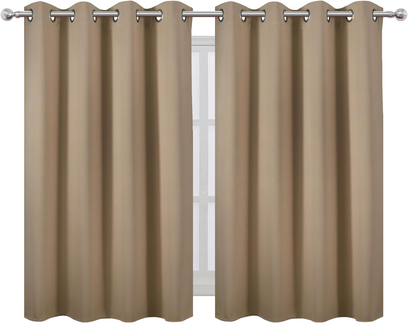 Lemomo Natural Thermal Blackout Curtains/52 x 45 Inch/Set of 2 Panels Room Darkening Curtains 45 Inch silver