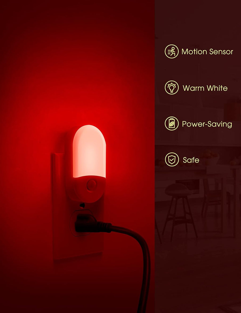 Llohasled L LOHAS LED Red Night Light Plug in, Motion Sensor Night Light for Kids, Red Nightlight, 30/60LM, Motion Activated Nigh…