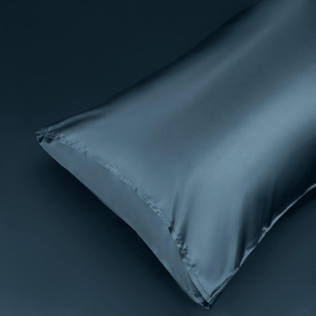 Homiest Deep Sea Blue Satin Pillowcase for Hair and Skin, Standard Size Pillow Covers Luxury & Ultra Soft Pillow Cases Set of 2, Cooling…