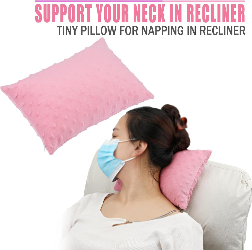 BNRendles Small Neck Pillow for Recliner Chair Neck Support Pillows Plump Adjustable Filling Nap Airplane Sleeping Little Cushion Minky Dot…