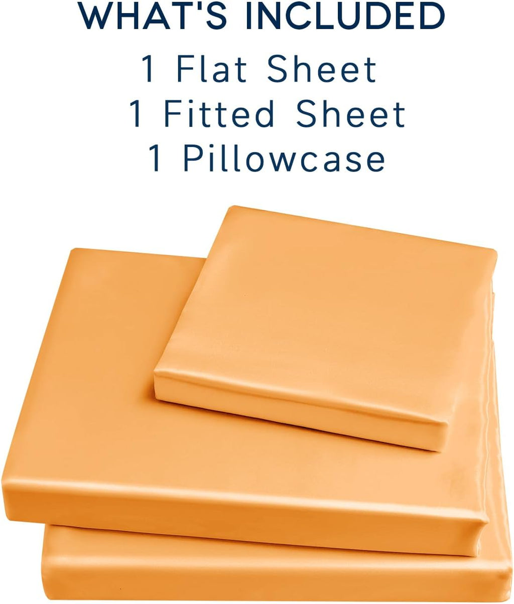 Golal Satin Sheets Twin XL Size - 3 Pieces Luxury Silky Soft Bed Sheets, Wrinkle-Free Gold Satin Silk Sheet Set with 1 Deep Pocket Fitted S…