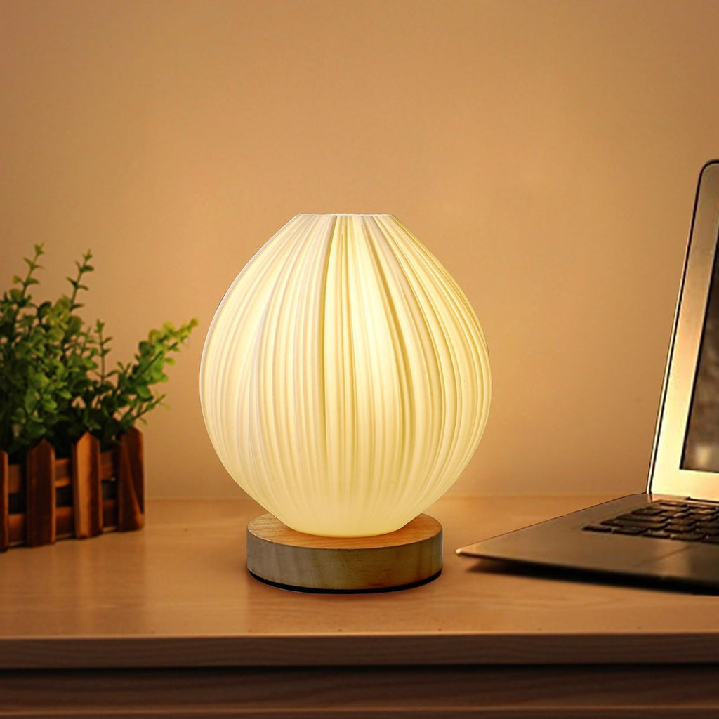 Zenply Novelty Small Table Lamp for Bedroom & Living Room, Vintage Style Striped Night Light, Mini Bedside Lamp for Small Spaces & Kids…