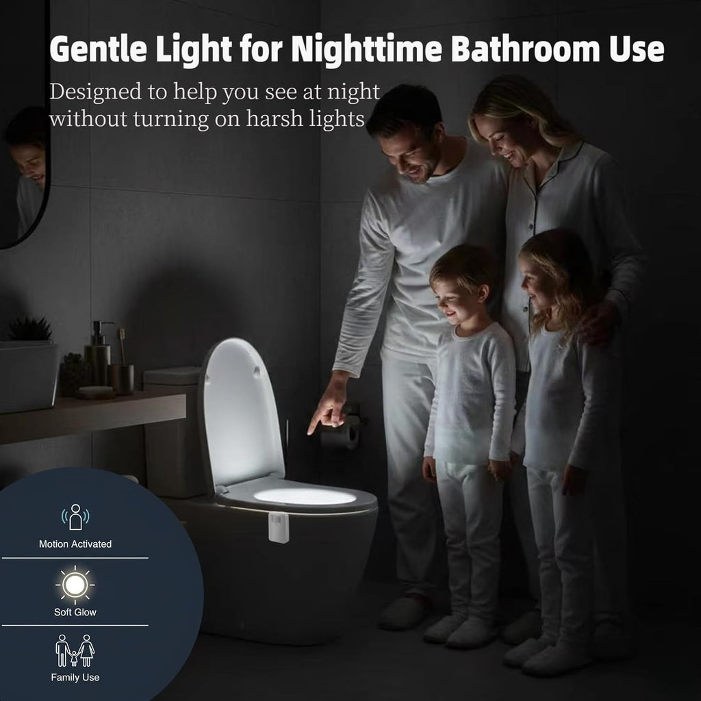 2 Pack Toilet Night Lights with Motion Activated Sensor,16-Color Changing LED Inside Toilet Bowl Nightlight, Cool Stuff for Bathroom…