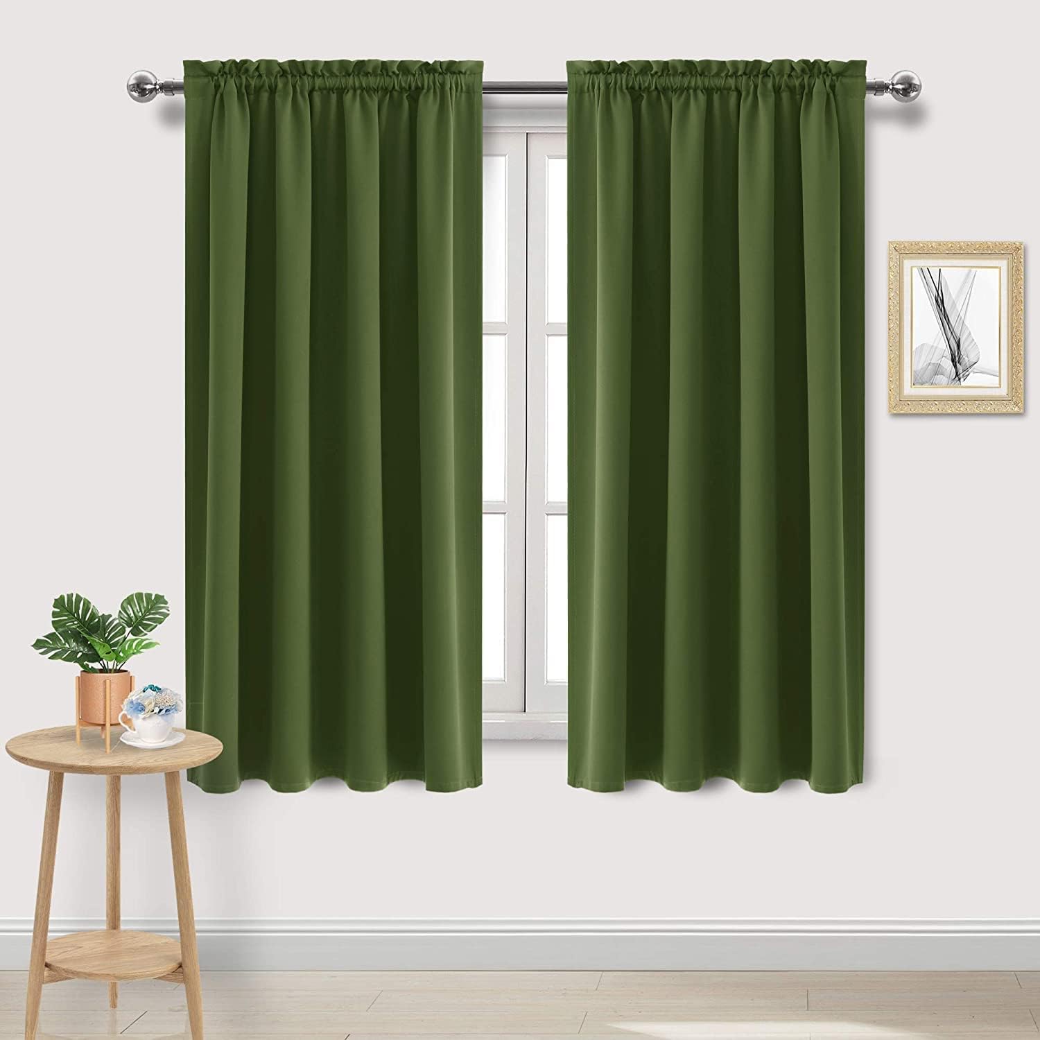 Dwcn Olive Green Room Darkening Blackout Curtains - Thermal Insulated Privacy Energy Saving Window Curtain Drapes 38 x 63 inch Length, Set…