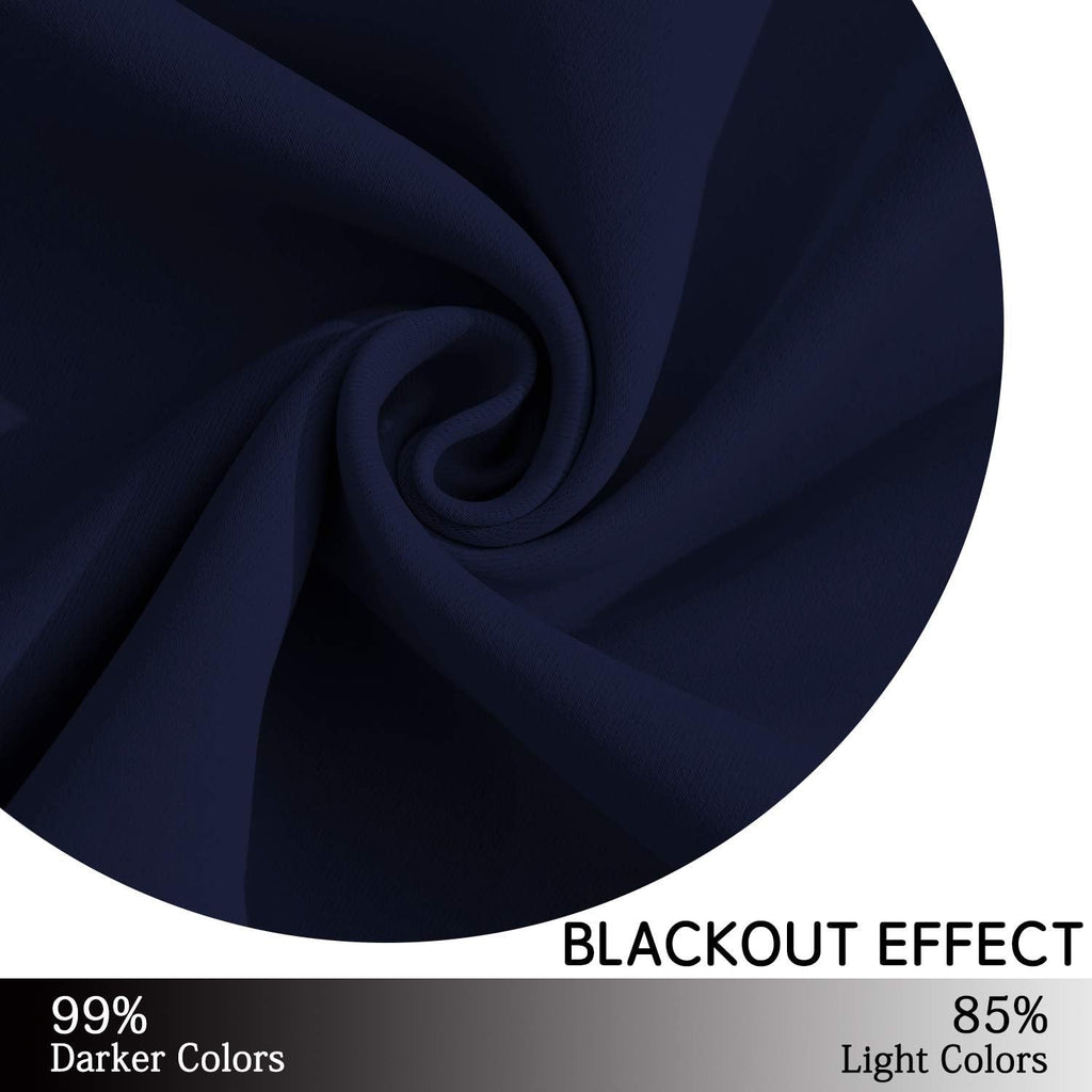 Yakamok Navy Blue Blackout Curtains for Bedroom, Light Blocking Window Treatment Drapes - Plain Solid Grommet Top Curtains(52Wx45L, 2…