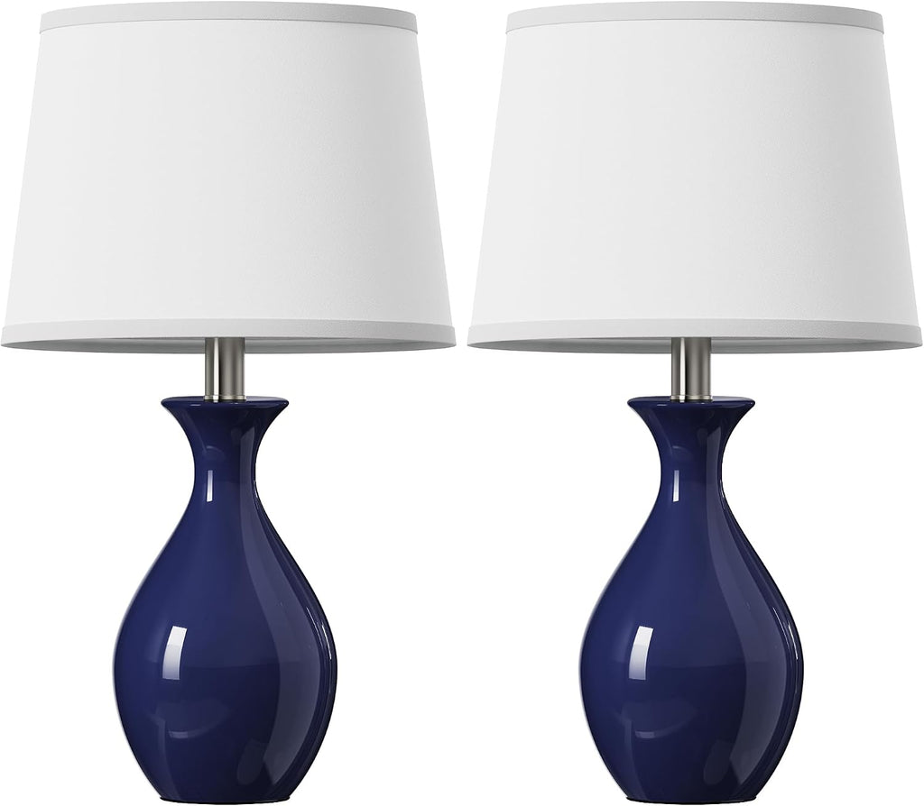 PARTPHONER Table Lamp Set of 2, Modern Ceramic Bedside Lamps for Night Stands, Classic Small Lamp Nightstand Lamp for Bedroom Living Room…