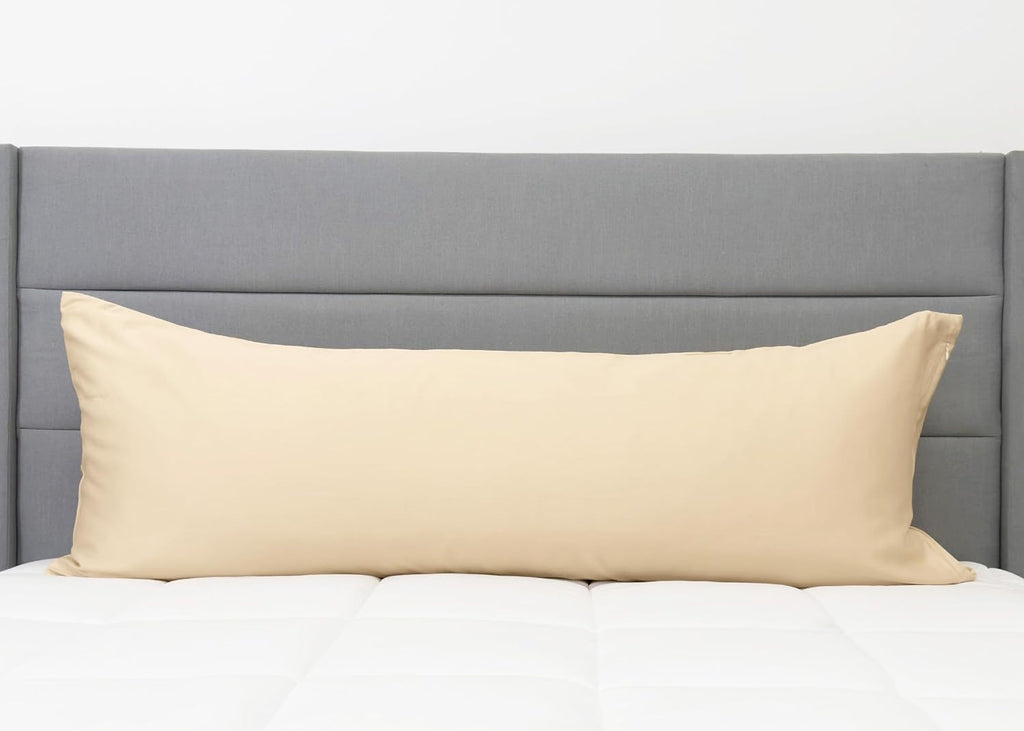 Copper Ion Infused Rayon Derived from Bamboo Cooling Body Pillow Cover, Soft and Breathable Long Pillow Case, Beige (20x72)