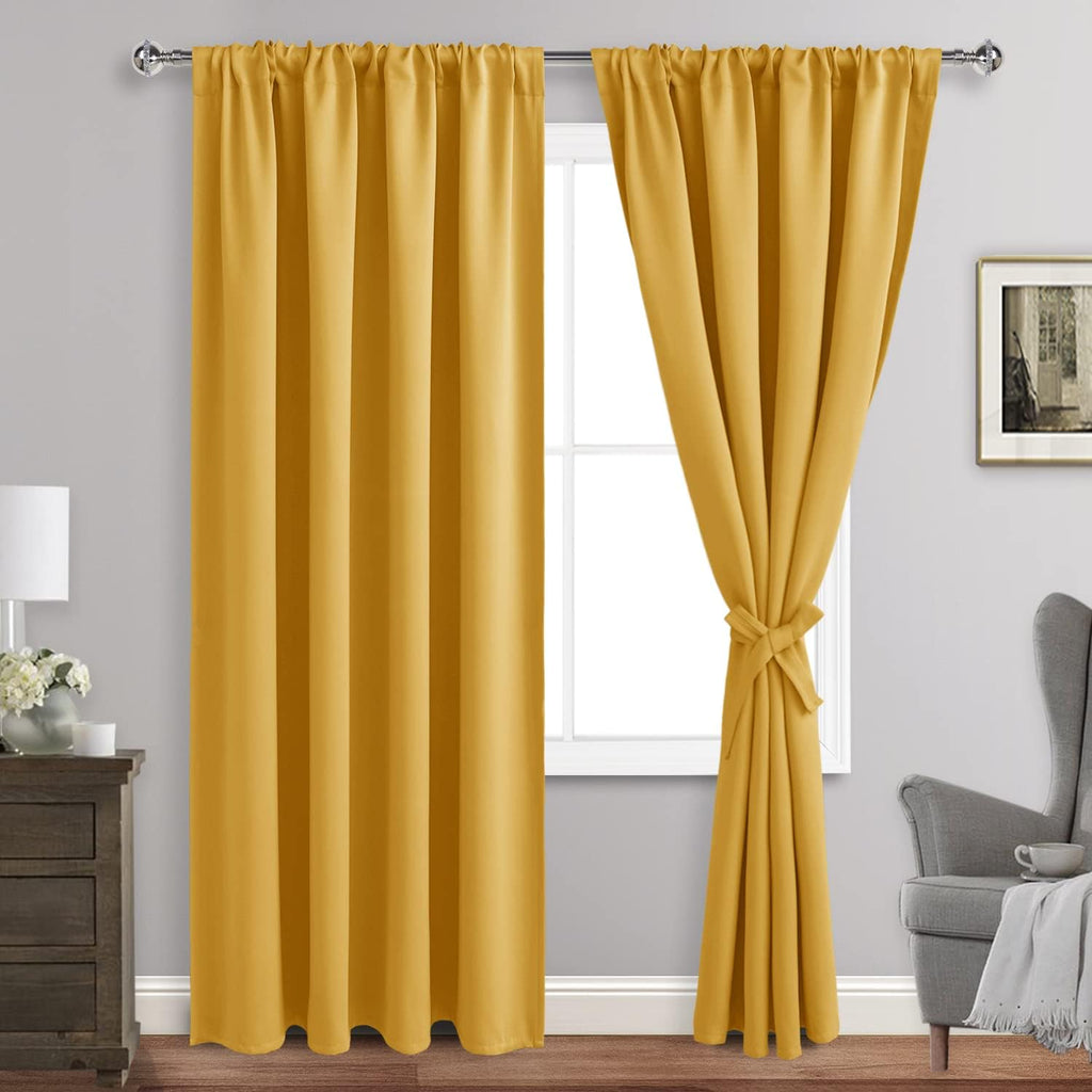 Jiuzhen Blackout Curtains for Bedroom - Thermal Insulated Room Darkening Noise Reducing, 52 x 84 Inch Length Curtains for Living Room, Set…