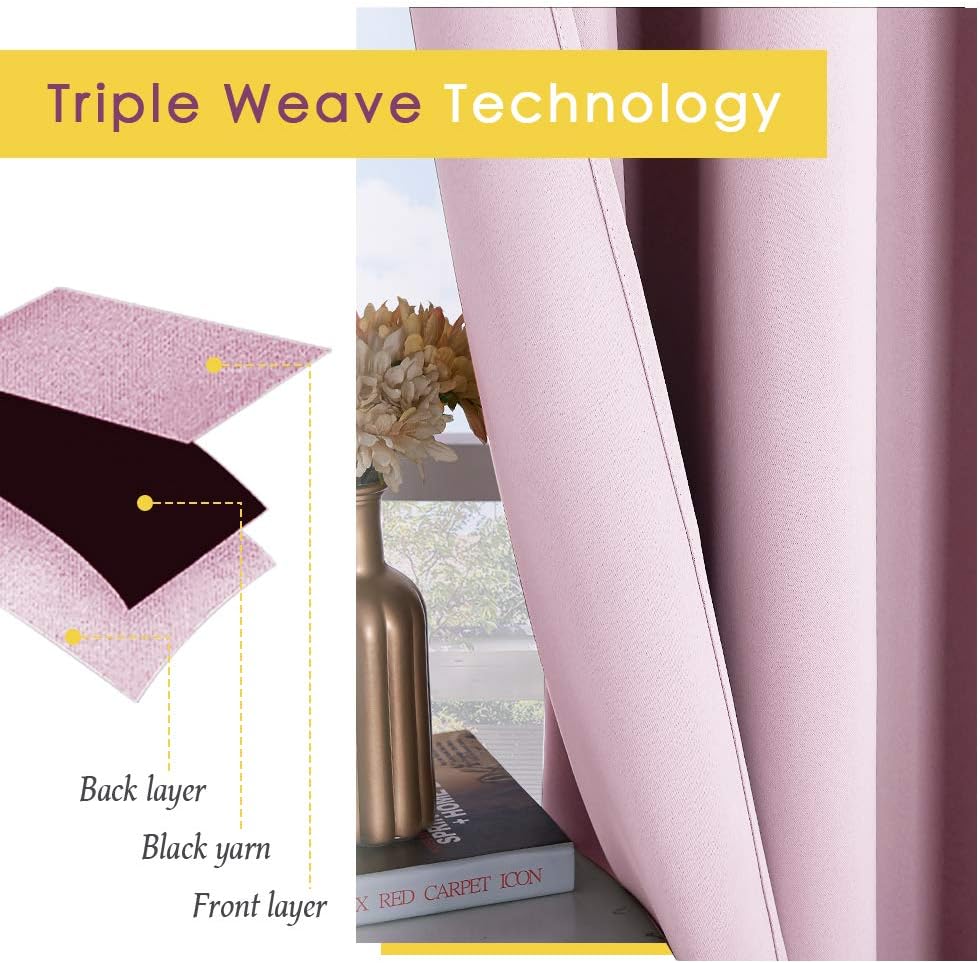 NICETOWN Blackout Draperies Curtains for Girls Room, Nursery Essential Thermal Insulated Grommet Top Blackout Panels (Baby Pink=Lavender…