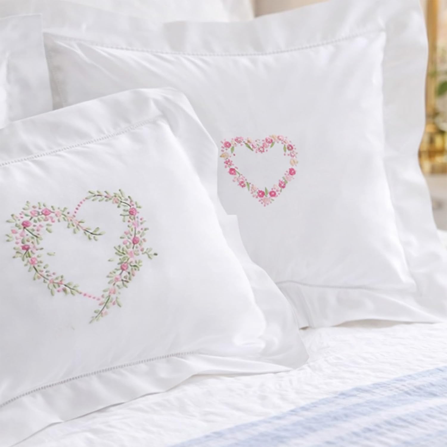 Jacaranda Living Embroidered Boudoir Pillow Cover – Handcrafted Embroidery, Fine Italian Cotton, Decorative Pillow Accent for Bedroom &…