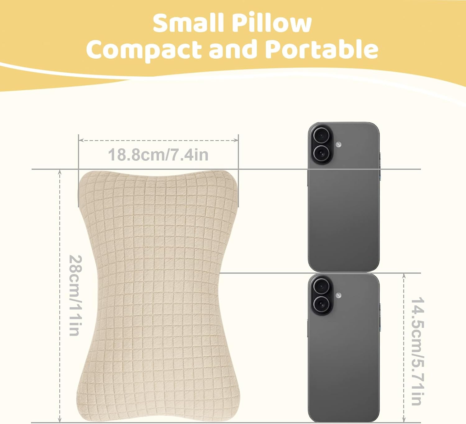 vocheer 11x7in Mini Travel Pillow, Small Pillows for Sleeping, Tiny Pillows for Neck, Wrist, Lumbar and Knee, Pets Pillow, Cotton, Cover…