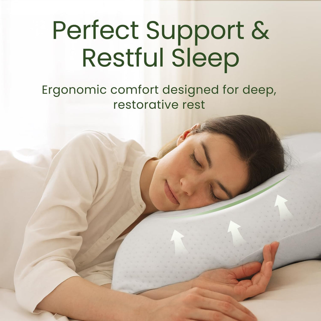 Memory Foam Pillows Queen Size Set of 2 - Cooling Bed Pillows for Sleeping - Back, Stomach, Side Sleeper Firm, Comfy Cool Shredded - 2…