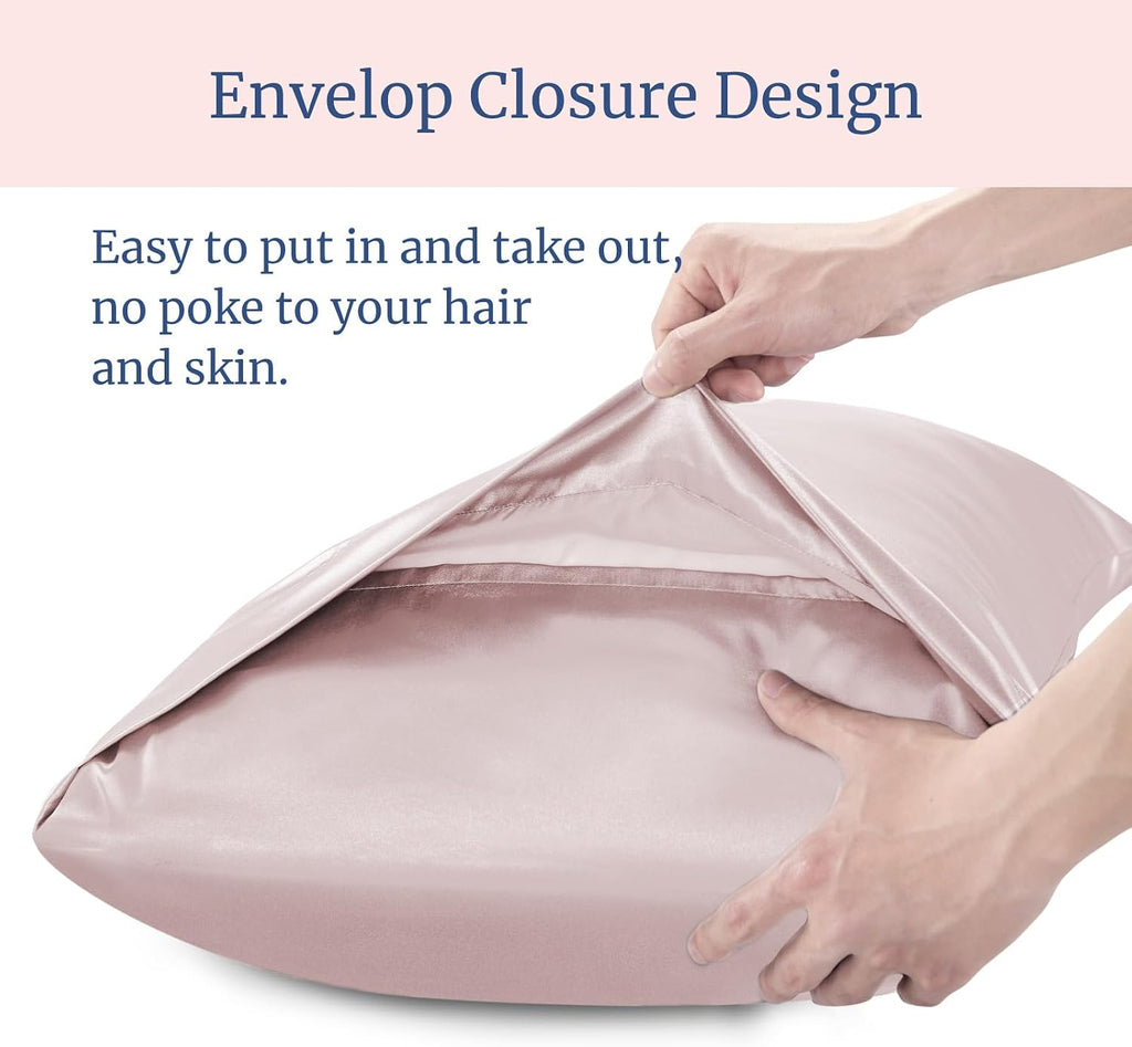 Bedelite Satin Pillowcase for Hair and Skin, Super Soft and Cooling Similar to Silk Pillow Cases 2 Pack with Envelope Closure, Gift for Wom…