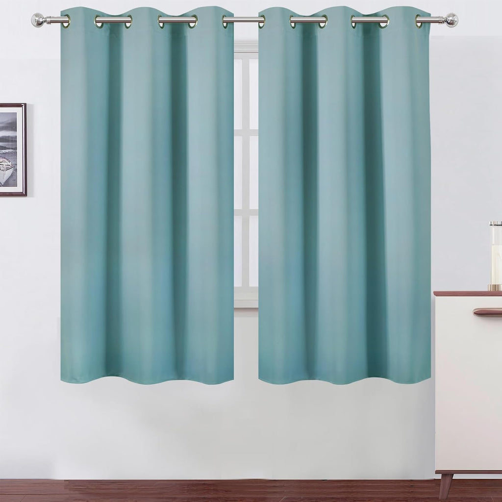 Lemomo Stone Blue Thermal Blackout Curtains/38 x 63 Inch/Set of 2 Panels Room Darkening Curtains for Bedroom 63 Inch Blue