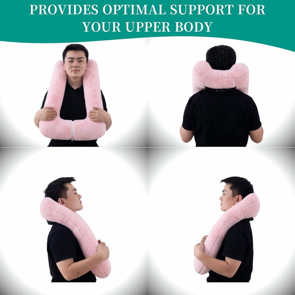 FHSGGP Travel Pillow Upgraded Version of Aircraft Travel Neck Pillow with Storage Bag, Sleep Pillows for Travel by Train, Car, or Plane…