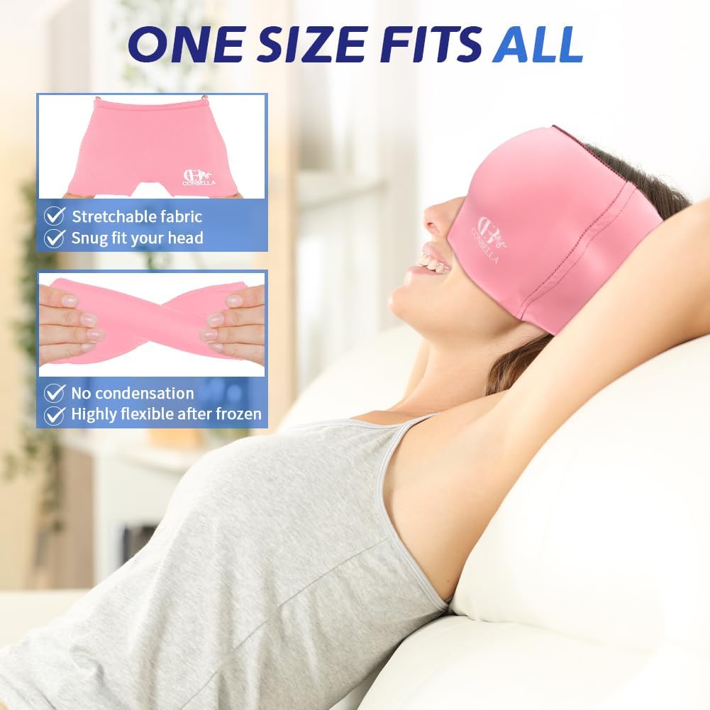 Conbella 2Pcs Migraine Relief Cap, Soothing Headache Ice Face Mask Products, Hot and Cold relaxation, Migraine Headache Relief Cap for…