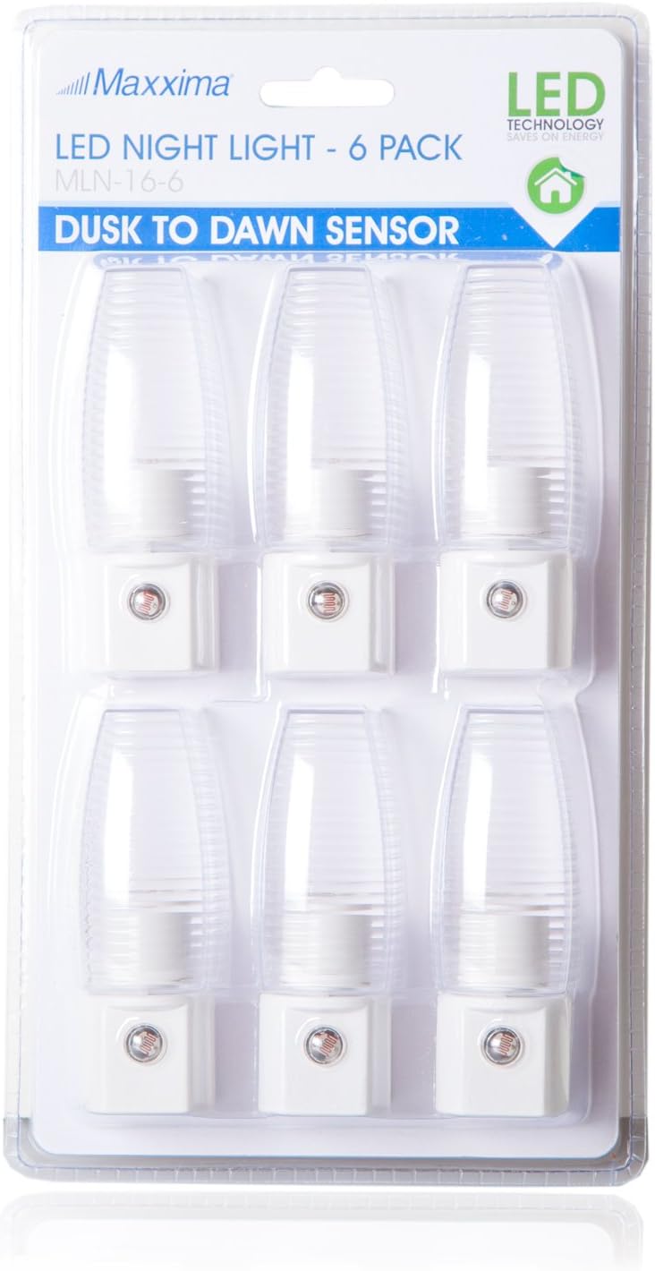 Maxxima MLN-16 LED Plug in Night Light - Features Auto Dusk to Dawn Sensor, 5000K Daylight, 5 Lumens, Ideal for Bedrooms, Bathrooms, and…