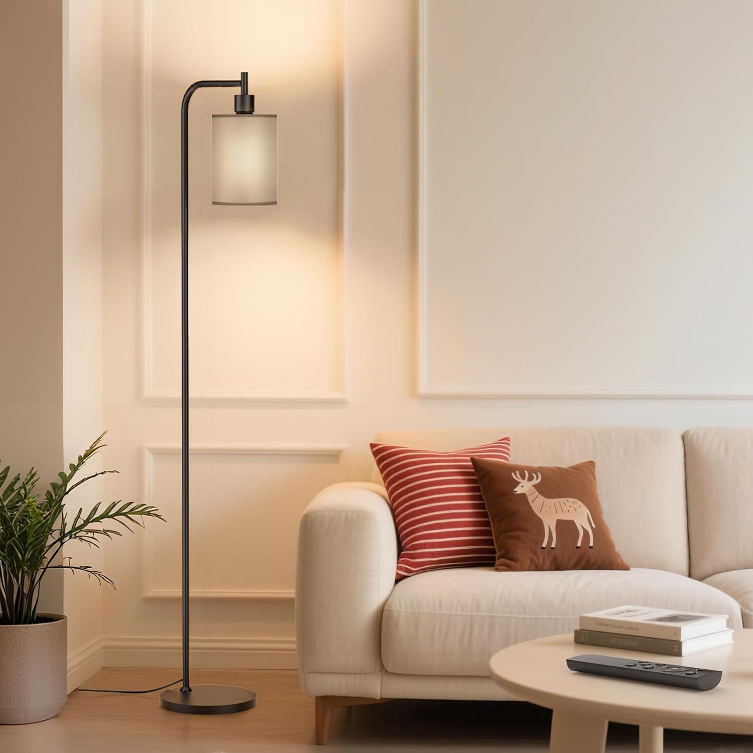 SIBRILLE Floor Lamp with Linen Shade, Dimmable Tall Standing Lamp with Remote Control & 3 Color Temperatures, Modern Floor Lamps for…