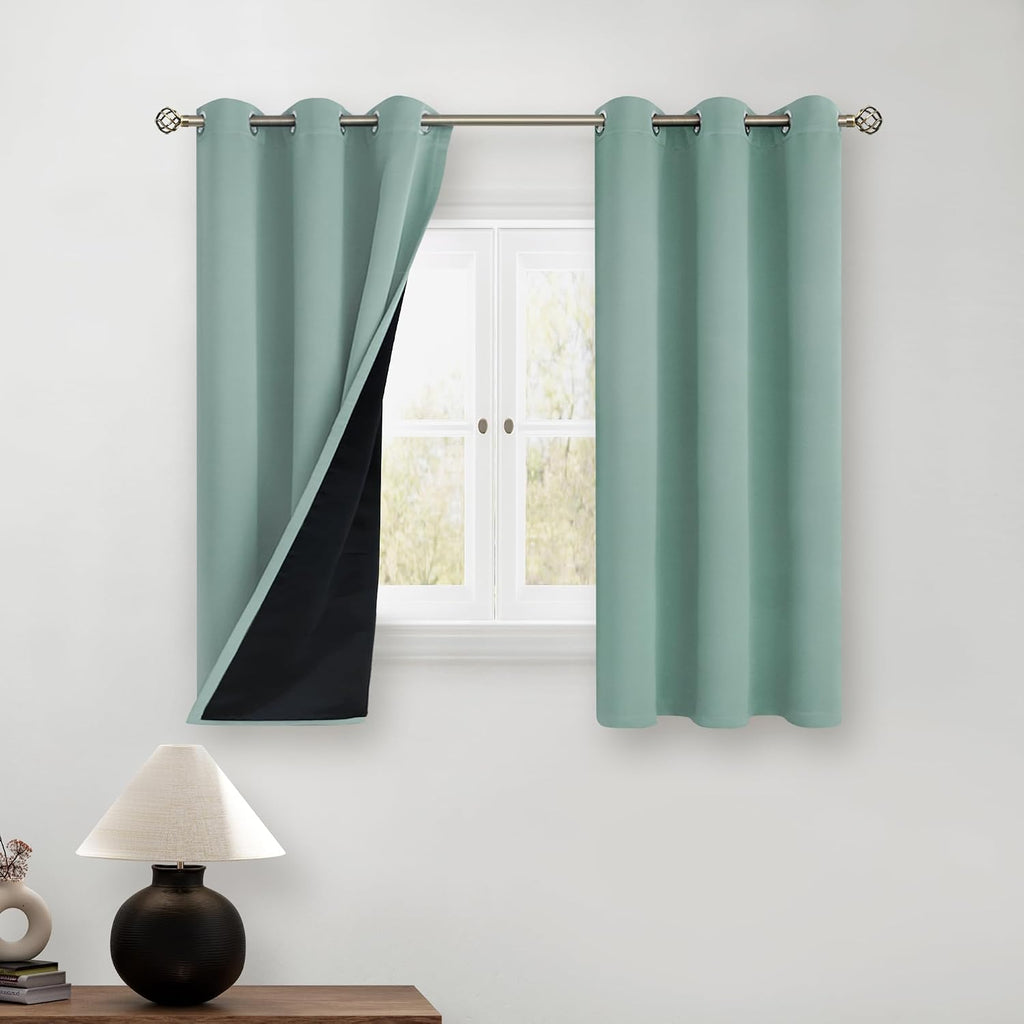 BGment Short 100% Blackout Curtains for Bedroom, Thermal Insulated Lined Energy Efficiency Noise Reducing Grommet Curtains 54 Inch Length f…