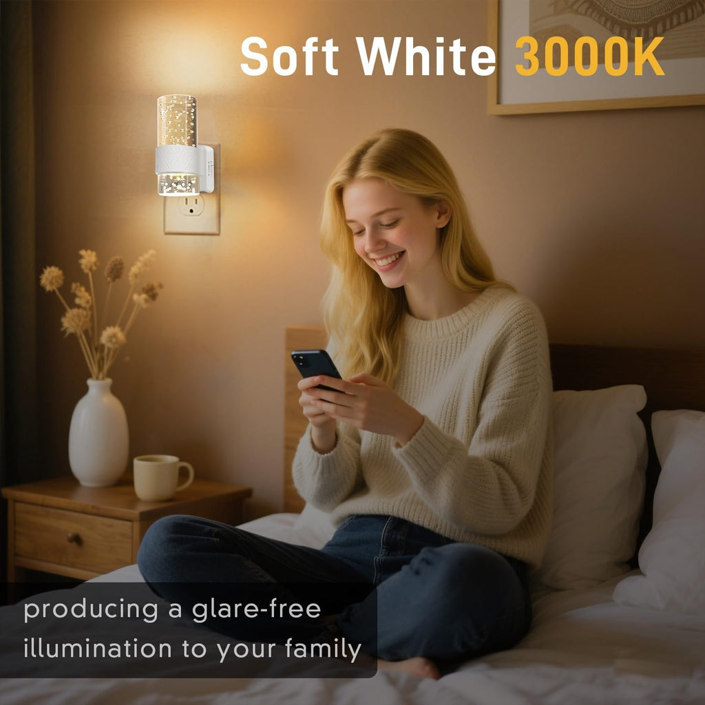 Night Light Plug into Wall - 2 Pack LED Nightlight with Dusk to Dawn Sensor 0-100LM Brightness Dimmable Lights for Bedroom Bathroom…