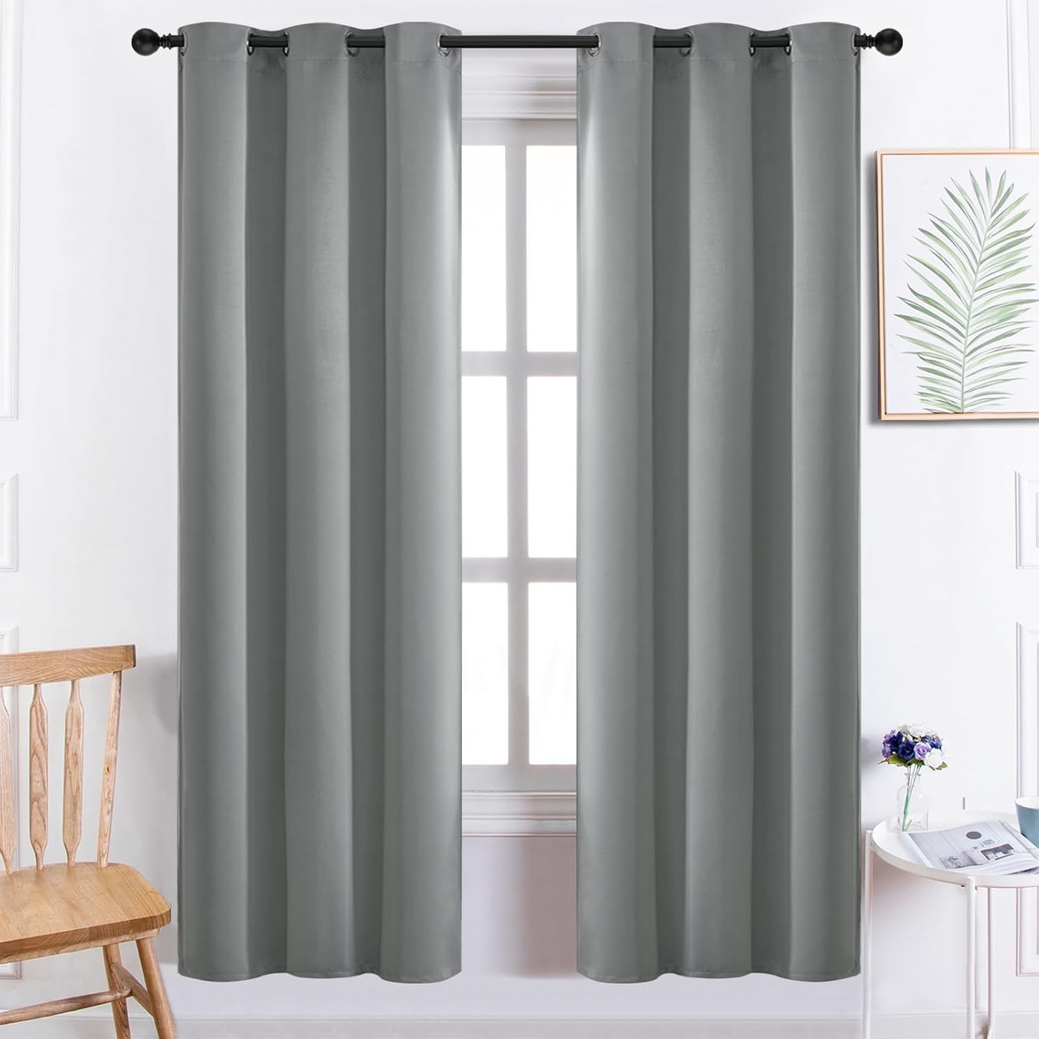 Yakamok Dove Grey Room Darking 72 Inch Length 2 Panel Sets for Livingroom Dining Room Darkening Thermal Insulated Bay Window Hotel Modern…