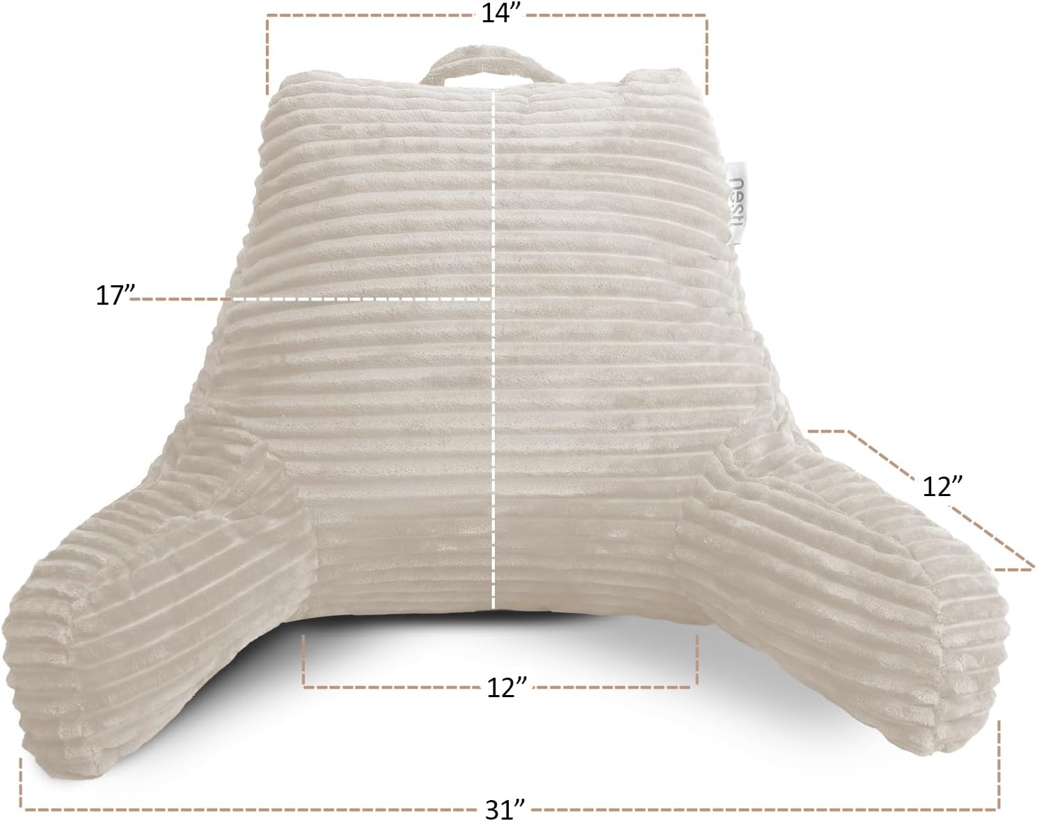 Nestl Reading Pillow with Shredded Memory Foam, Luxe Cut Plush Back Pillow for Sitting Up in Bed, Back and Arms Adjustable Support for…