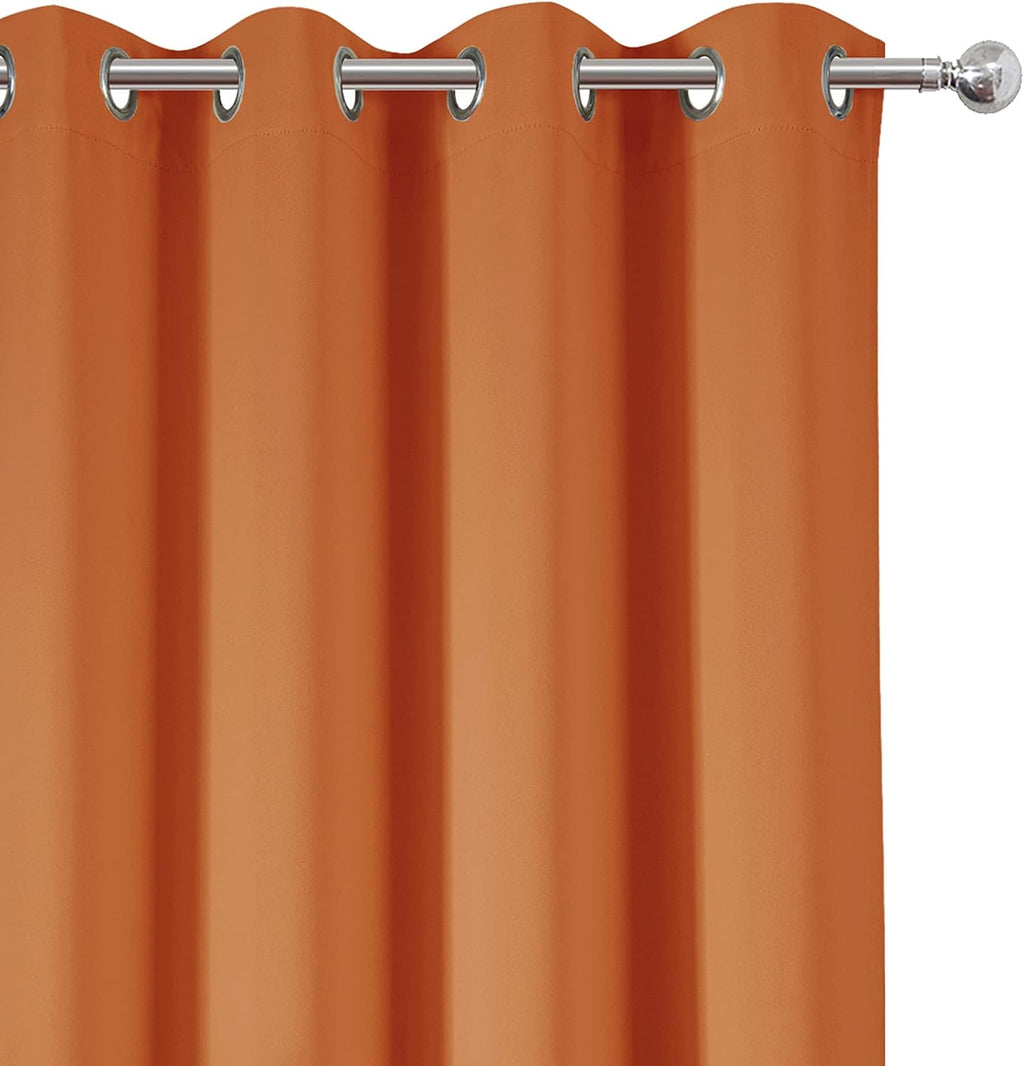 Lemomo Blackout Curtains 52 x 84 inch/Orange Curtains Set of 2 Panels/Thermal Insulated Room Darkening Bedroom Curtains 84 inch silver