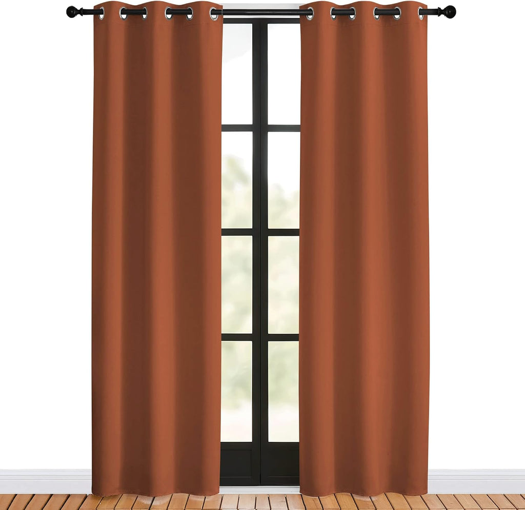 NICETOWN Blackout Draperies Curtains for Girls Room, Burnt Orange, 1 Pair, 34 x 80 inches, Nursery Essential Thermal Insulated Grommet…