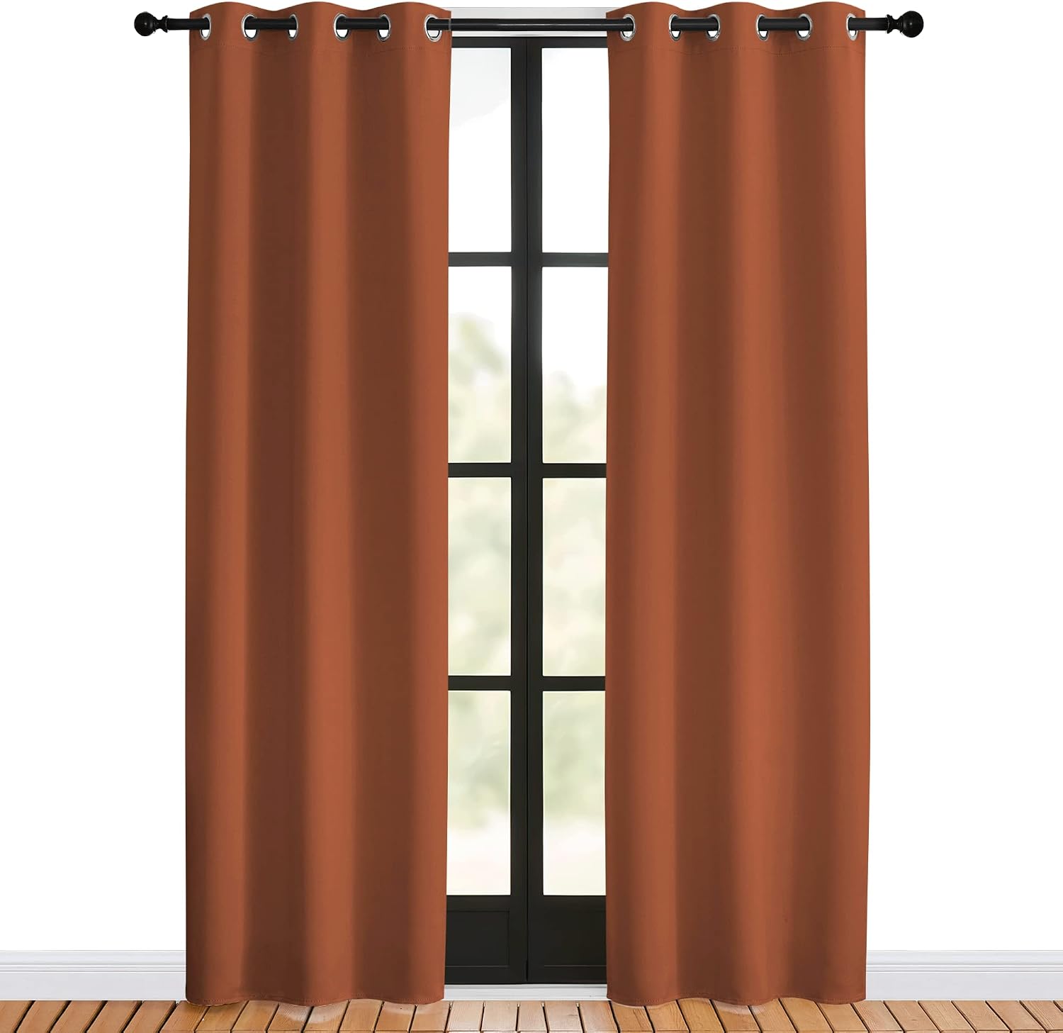 NICETOWN Blackout Draperies Curtains for Girls Room, Burnt Orange, 1 Pair, 34 x 80 inches, Nursery Essential Thermal Insulated Grommet…