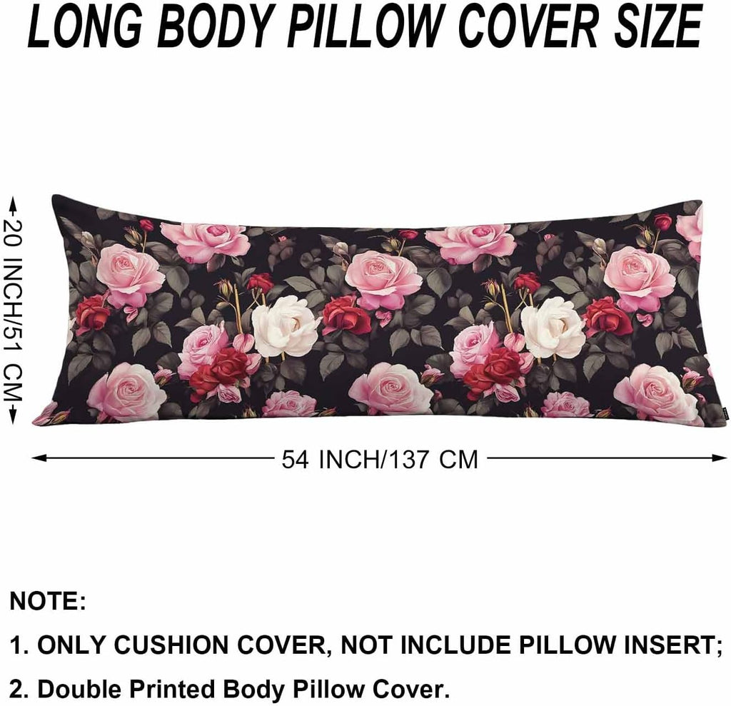 Outdoor Pillows Body Pillow Cover Rose Lumbar Body Pillow Case Protector Blossom Roses Body Cushion Covers Bed Body Pillowcases for…