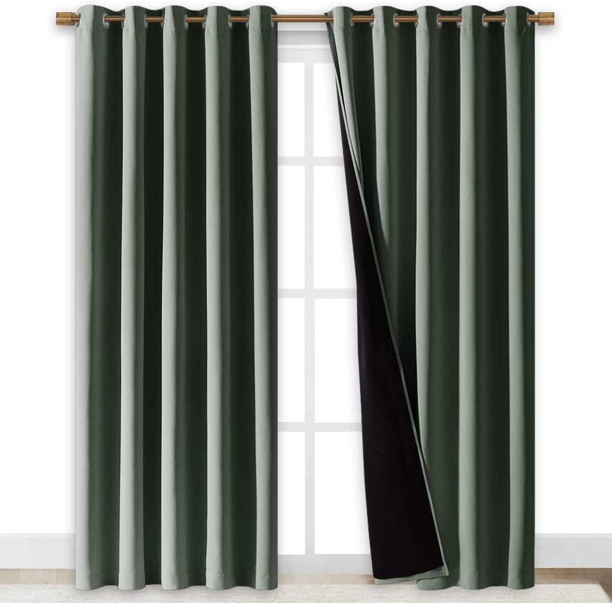 Nicetown 100% Blackout Window Curtain Panels, Cold and Full Light Blocking Drapes with Black Liner for Nursery, 84" Drop Thermal Insulated…