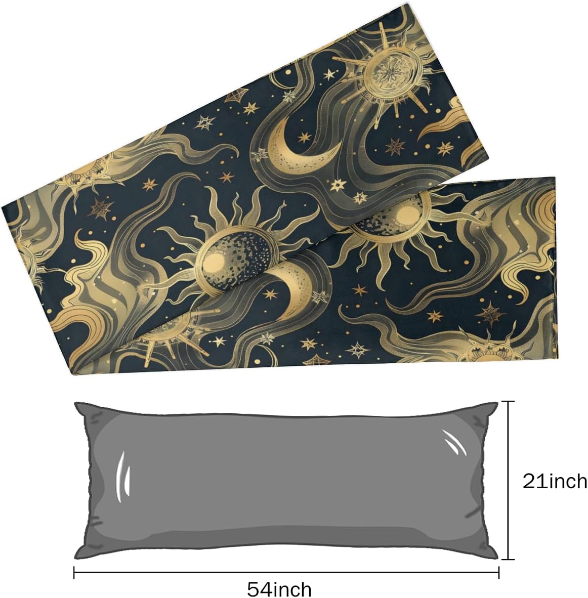 Sun Stars Moon Pattern Body Pillow Covers Decorative Soft Bedding Satin Pillowcase with Zipper Closure Cooling Breathable Long Pillow…