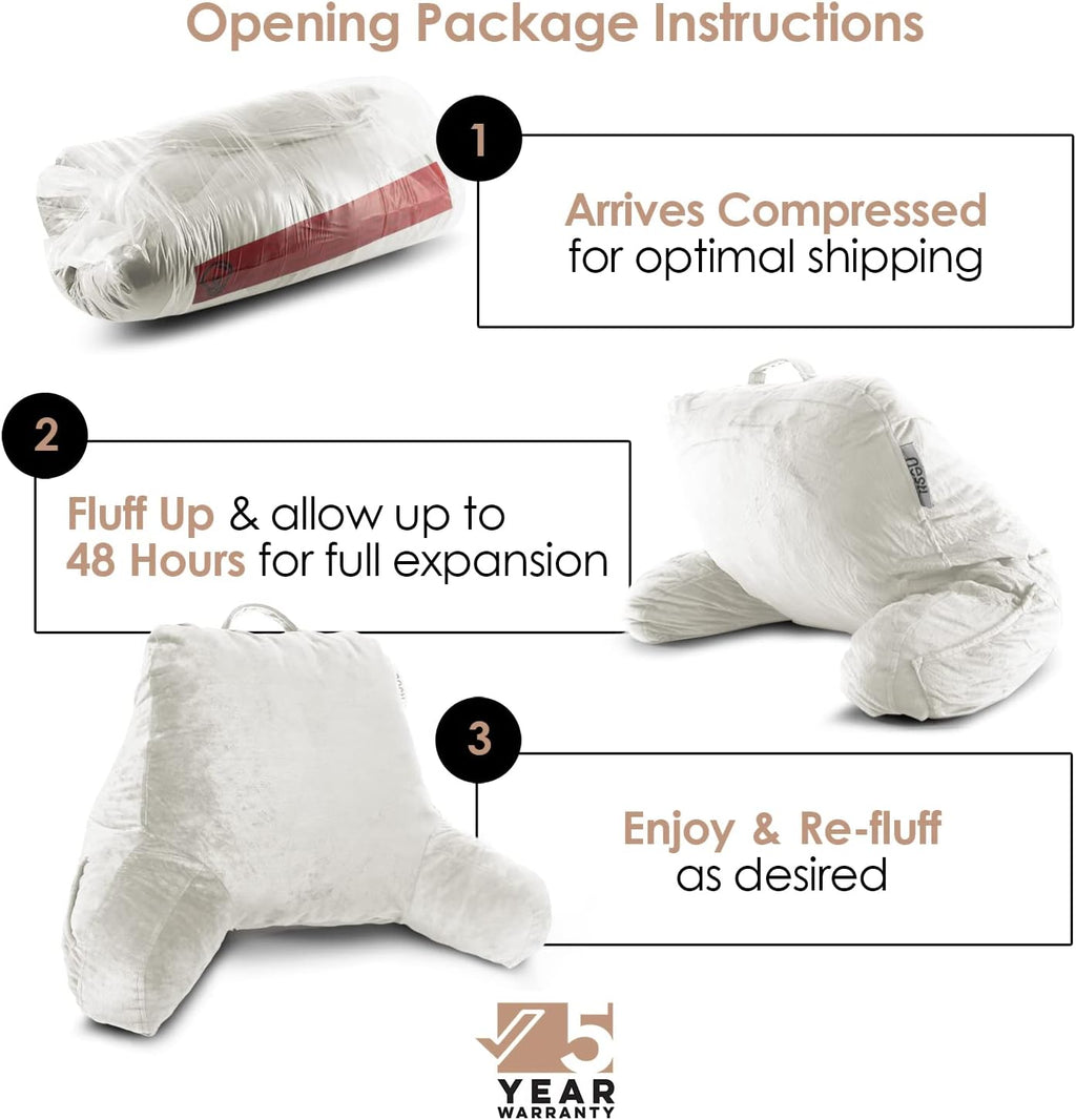 Nestl Reading Pillow with Shredded Memory Foam, Designed for Sitting Up in Bed and Couch, Back and Arms Adjustable Support for Adult &…