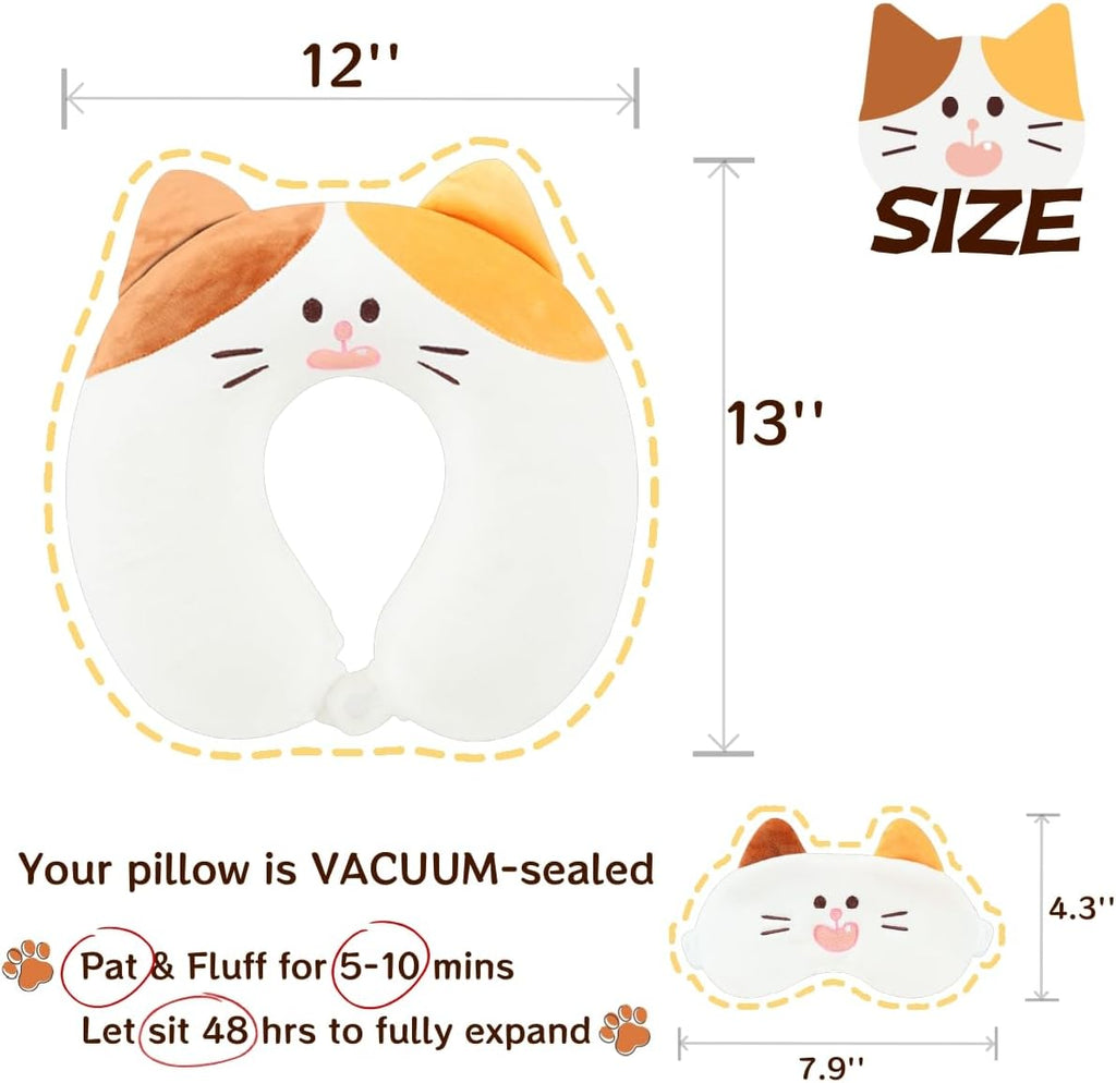 MissSoul Kids Neck Pillow for Travel with Sleep Eye Mask, Cute Travel Neck Pillow, Memory Foam Flight Sleeping Headrest Pillow for Boys & G…