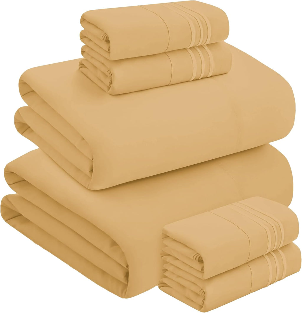 MocassiLuxuryBedding Mocassi Luxury 4-Piece Sheet Set, Ultra Soft 1800 Hotel Quality Microfiber Sheet Set, Fits Mattresses Up to 18 to 24 I…