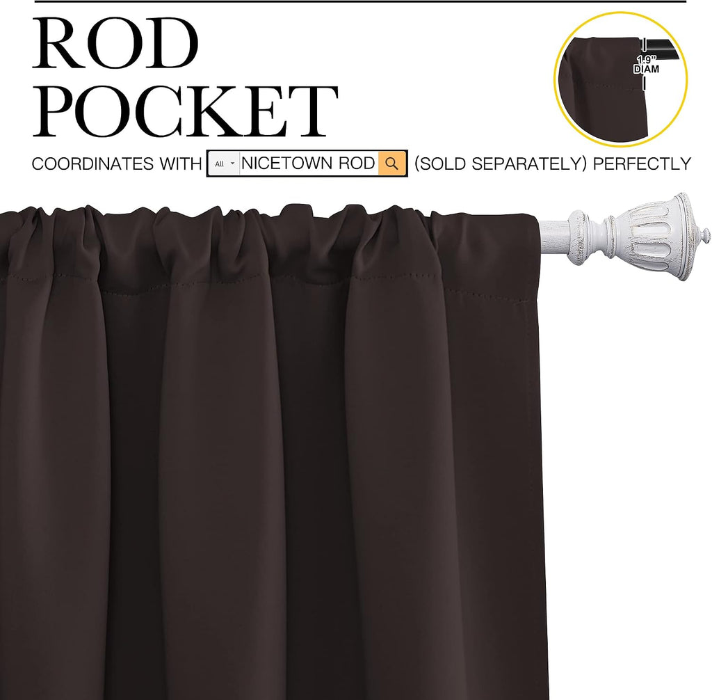 NICETOWN Blackout Curtain Panels 72 inches - Energy Saving Thermal Insulated Solid Rod Pocket Blackout Curtains for Bedroom (1 Pair, 52…