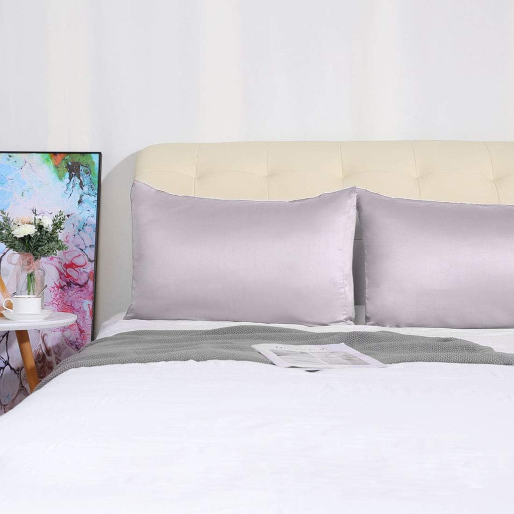 uxcell 2 Pack Silk Satin Pillowcase for Hair and Skin, Cool, Silky, Soft Breathable Pillow Cases Standard Size 20x26 Inch Sateen Pillowcase…
