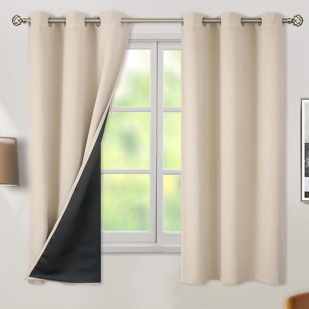 BGment Thermal Insulated 100% Blackout Curtains 63 Inch Length 2 Panels, Total Light Blocking Curtains for Bedroom, Grommet Window Drapes w…