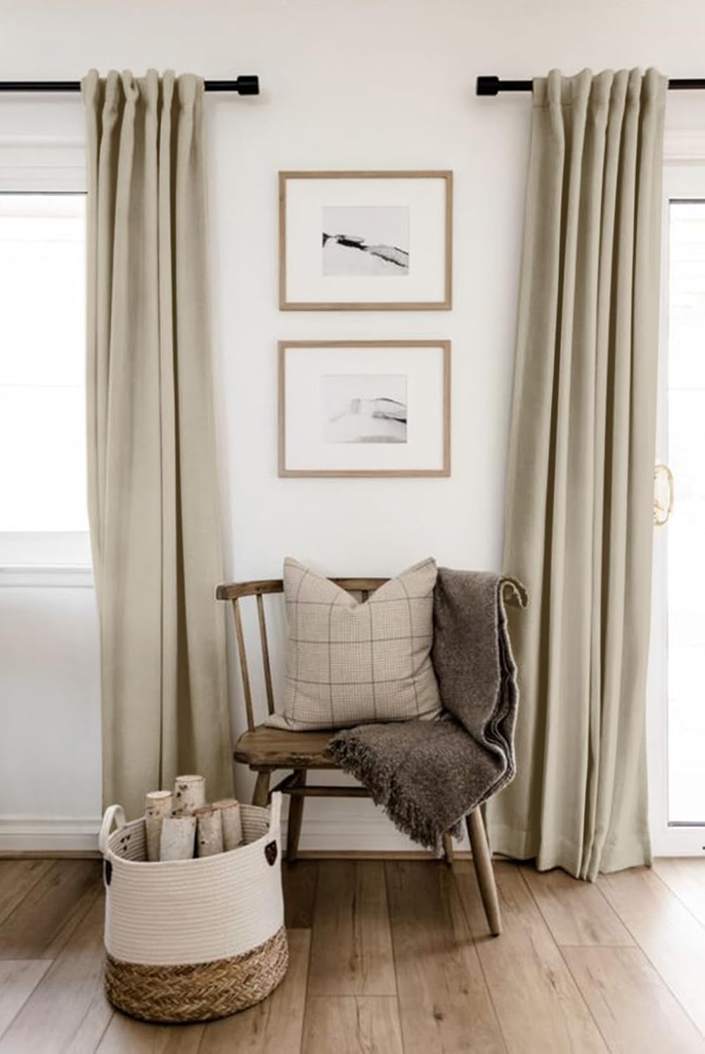100BlackoutShield 100% Blackout Shield Linen Blackout Curtains for Bedroom 108 Inches Long, Back Tab/Rod Pocket Living Room Drapes, Thermal…