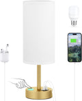 Dicoool Small Touch Bedside Lamp with USB - 3 Way Dimmable Table Lamp for Bedroom, Nightstand Lamp with Gold Charging Station for Desk…