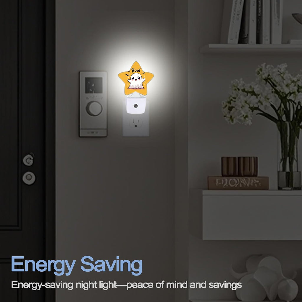 Snowmolle Cute Ghost Nightlight, Halloween Bat Star Night Lights Plug into Wall Decorations for Bedroom Bathroom, Dusk to Dawn Sensor Kitchen…