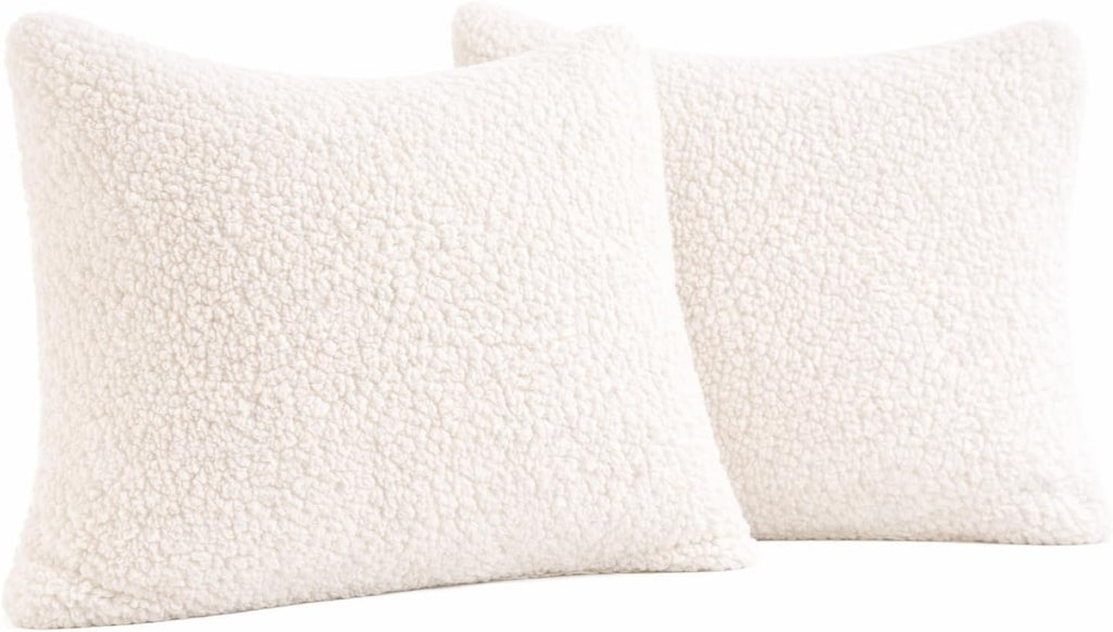 Reafort Ultra Soft Sherpa Pillowcases Set of 2 – Fluffy Cozy Fleece Standard 20" x 26", Warm Plush Covers with Smooth Zipper, Machine Washa…