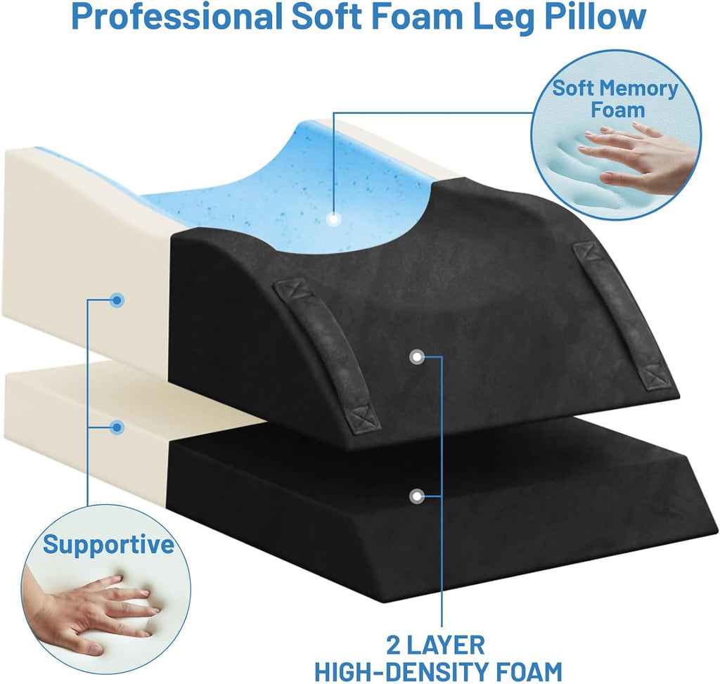 TranquilRelax Tranquilrelax Double Leg Elevation Pillows, Wedge Pillow for After Surgery, Memory Foam Support Adjustable, Comfort Ca…