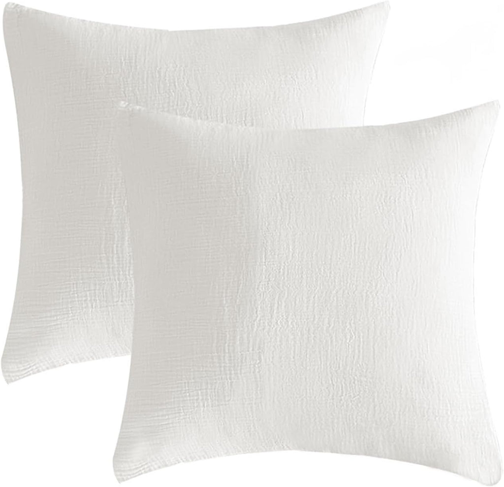 DefineCozyHealthyLife SE SOFTEXLY Muslin Pillowcases Throw Size 100% Cotton, 2 Pack Linen Like Pillow Shams with Zippered Closure, Ultral S…